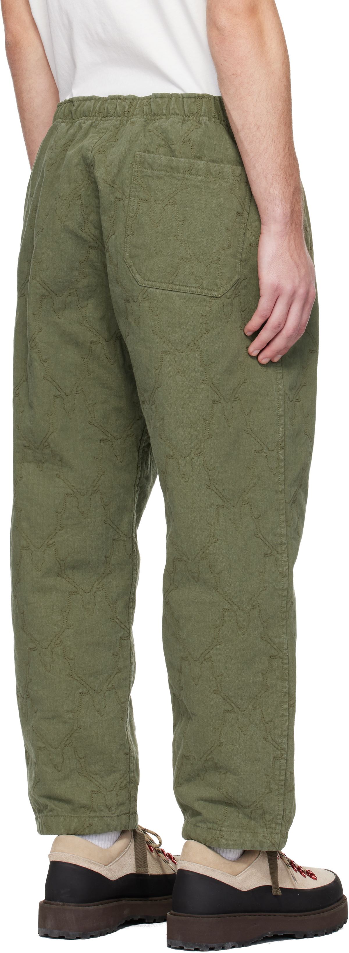 South2 West8 Khaki String Slack Trousers