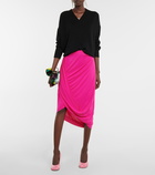 Dries Van Noten - Draped jersey midi skirt