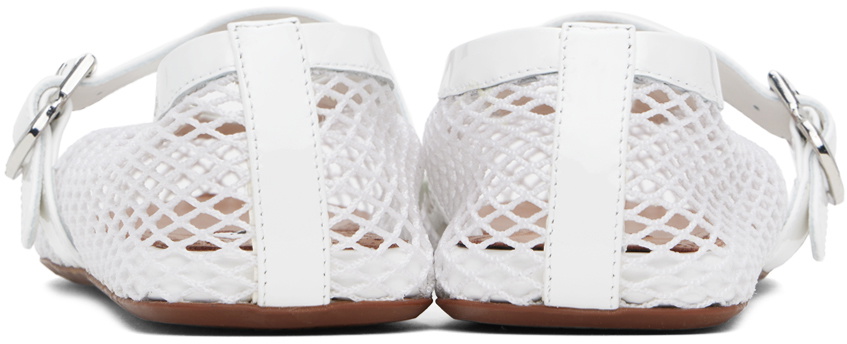 ALAÏA White Fishnet Ballerina Flats