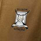 Maison Kitsuné Men's College Fox Embroidered Comfort Hoodie in Khaki