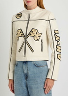 AN-Y1 Helmut Padded Appliquéd Leather Jacket White