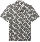 Brioni - Camp-Collar Printed Linen and Cotton-Blend Shirt - Black