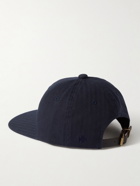 Beams Plus - Logo-Embroidered Leather-Trimmed Herringbone Cotton Cap - Blue