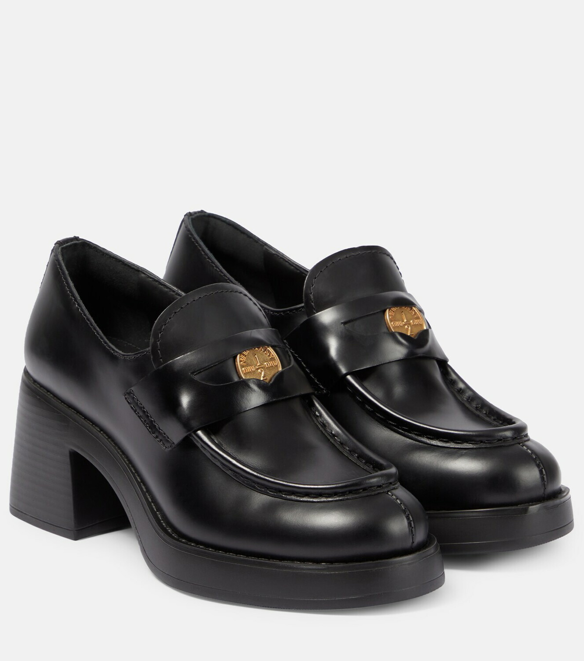 【MIU MIU】PENNY LOAFERS Miu Miu Leather Heeled Penny Loafers - Bergdorf Goodman