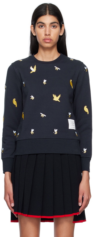 Photo: Thom Browne Navy Crewneck Sweatshirt