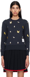 Thom Browne Navy Crewneck Sweatshirt