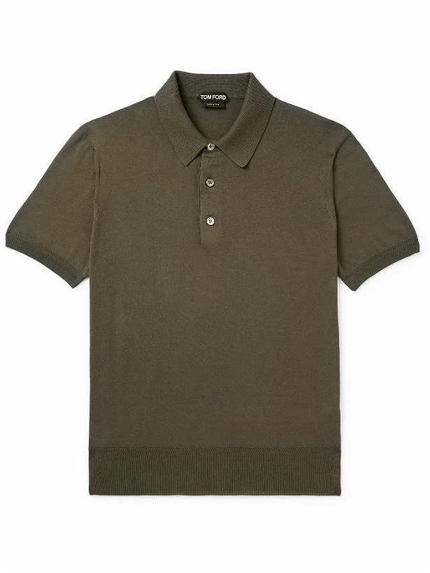 Photo: TOM FORD - Slim-Fit Cotton Polo Shirt - Green