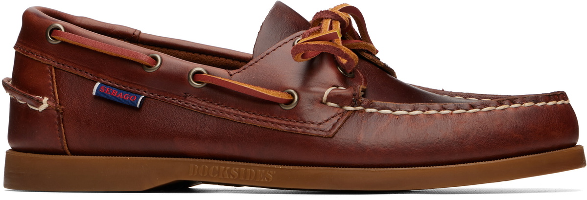 Sebago Brown Docksides Portland Waxed Boat Shoes