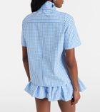 Shushu/Tong Bow-detail gingham cotton top