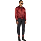 Givenchy Red Nylon Sleeve Patch Bomber Jacket