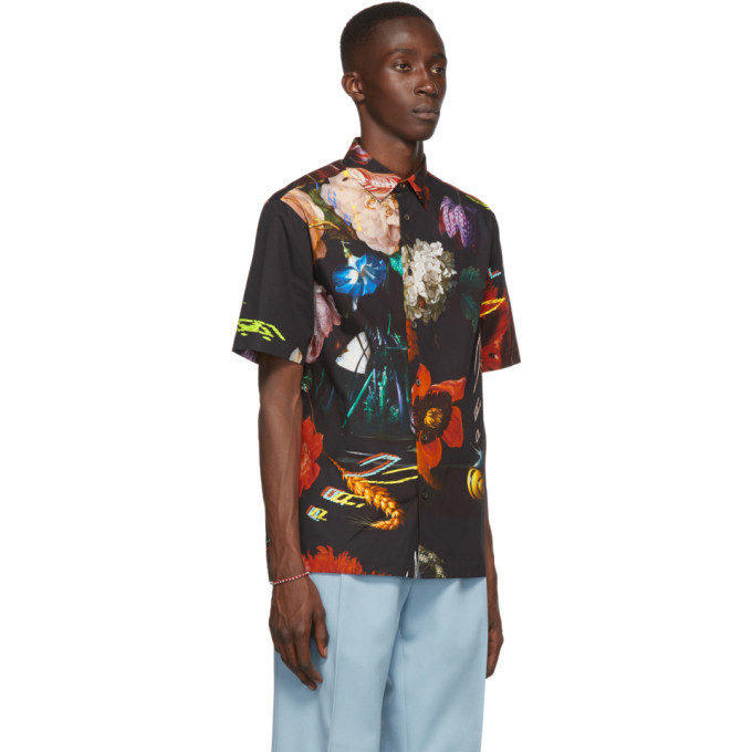 Paul Smith Men's Black 'Painted Floral' Print T-Shirt ($97) ❤ liked on  Polyvore featuring men's fashion, …