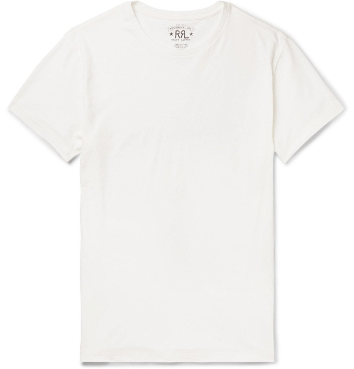 Photo: RRL - Logo-Embroidered Cotton-Jersey T-Shirt - White