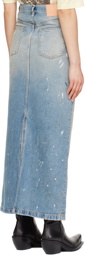 Acne Studios Blue Paint Splatter Denim Maxi Skirt