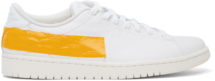 Photo: Nike Jordan White & Yellow Air Jordan 1 Centre Court Sneakers