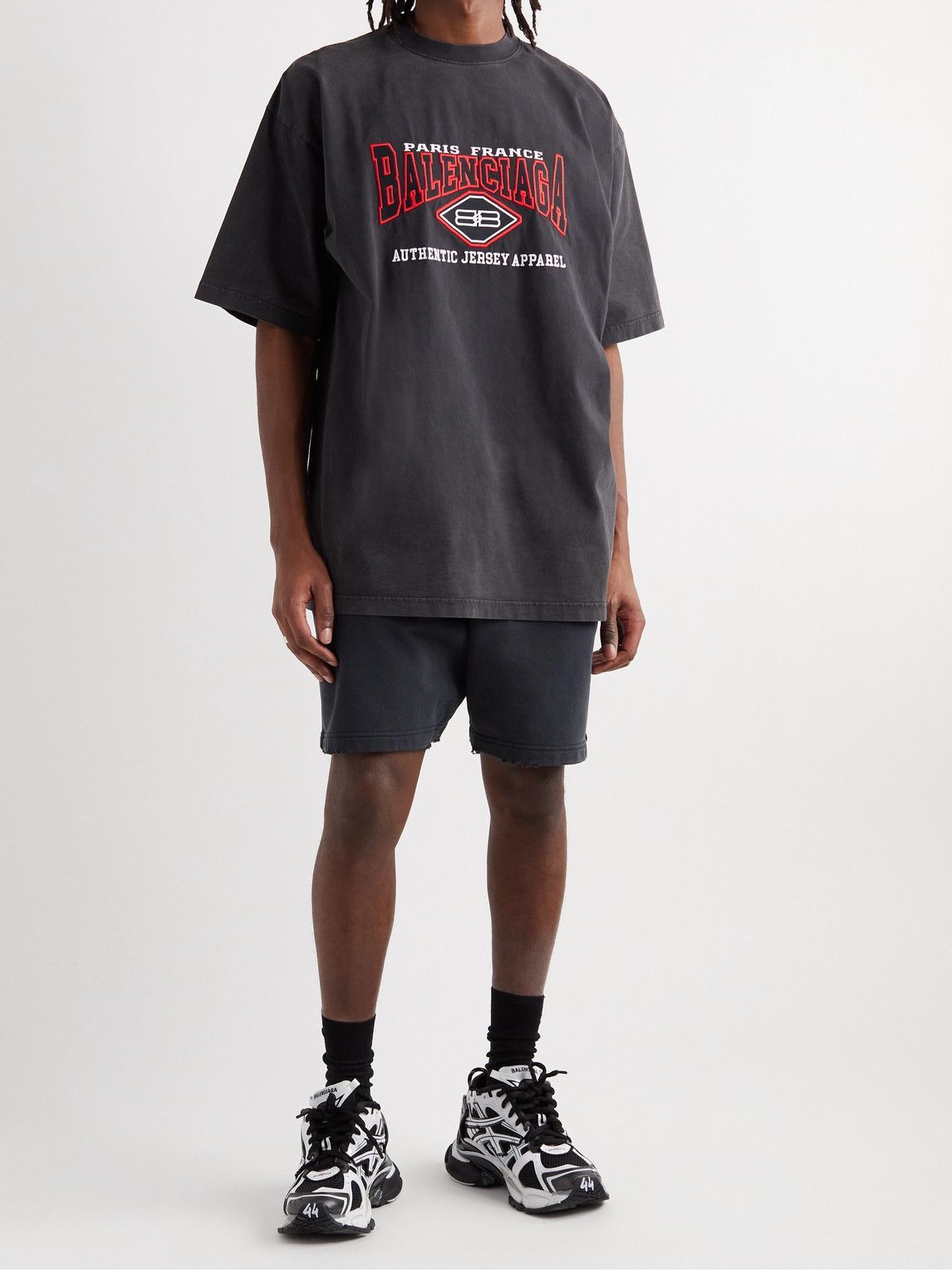 BALENCIAGA Oversized embroidered cotton-jersey T-shirt