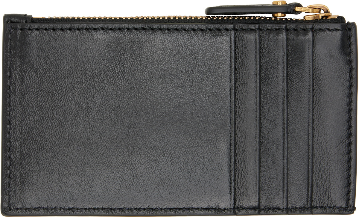 Versace Black Emblème Leather Zip Card Holder