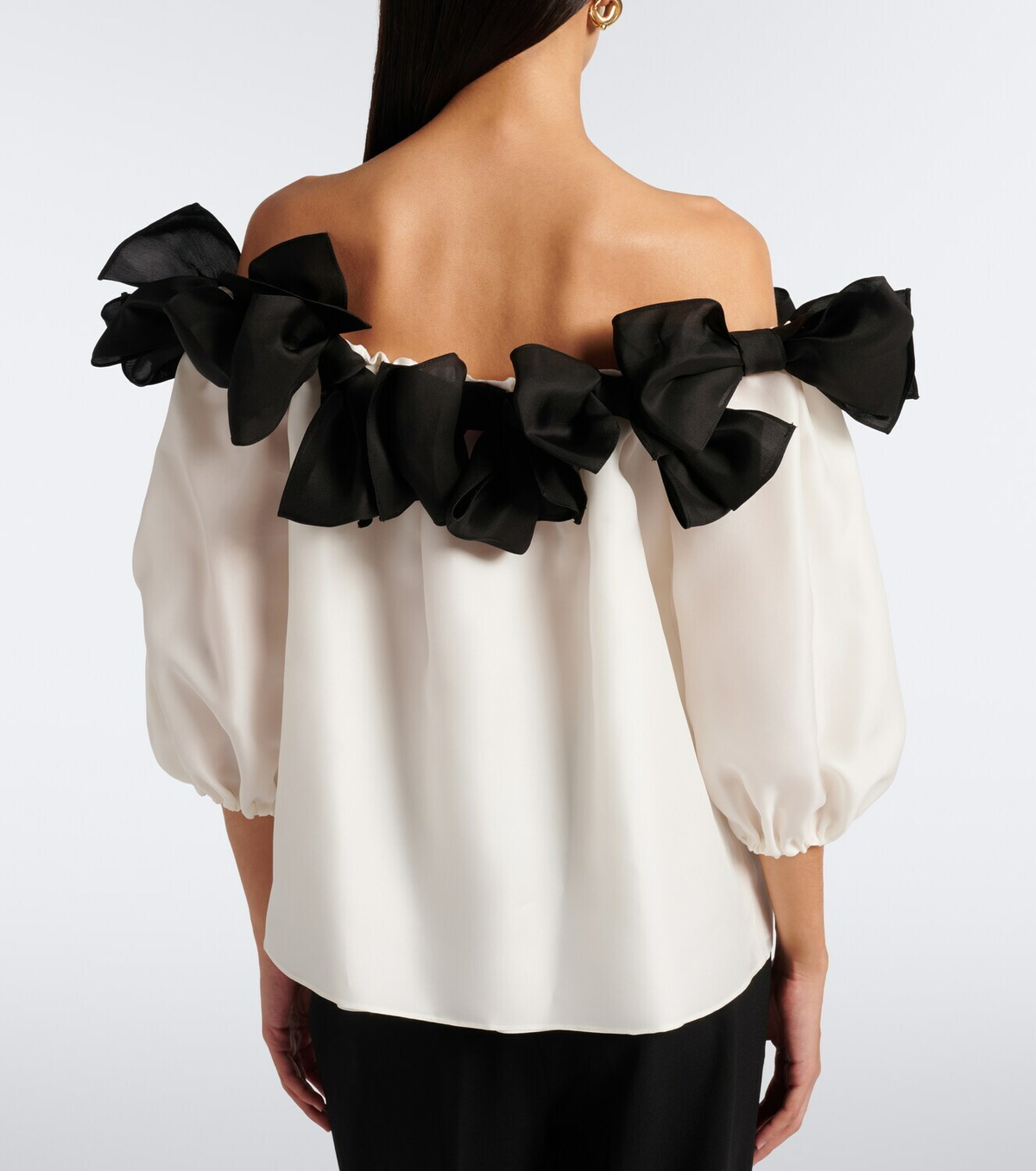 Carolina Herrera Bow-detail off-shoulder silk top