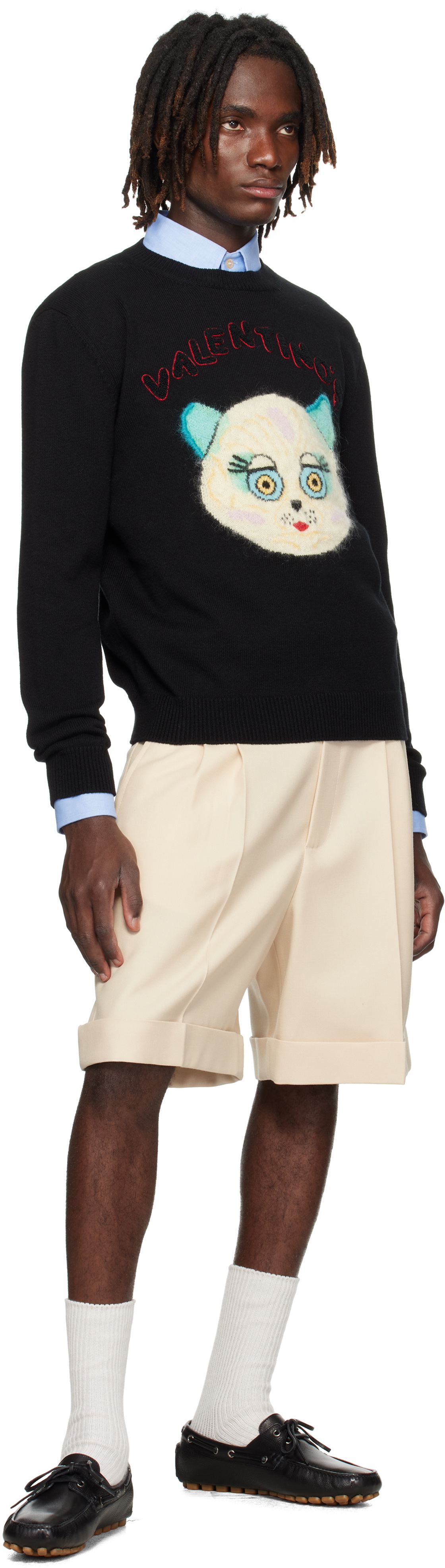 Valentino Black 'Le Chat De La Maison' Patch Sweater