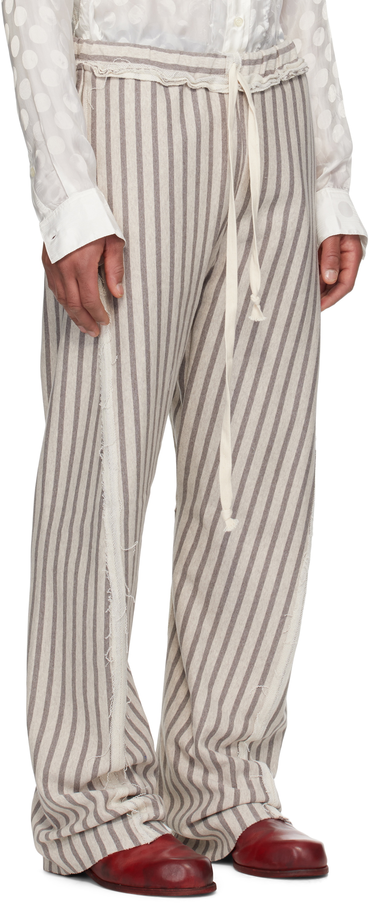 Edward Cuming Gray Stripe Twisted Sweatpants