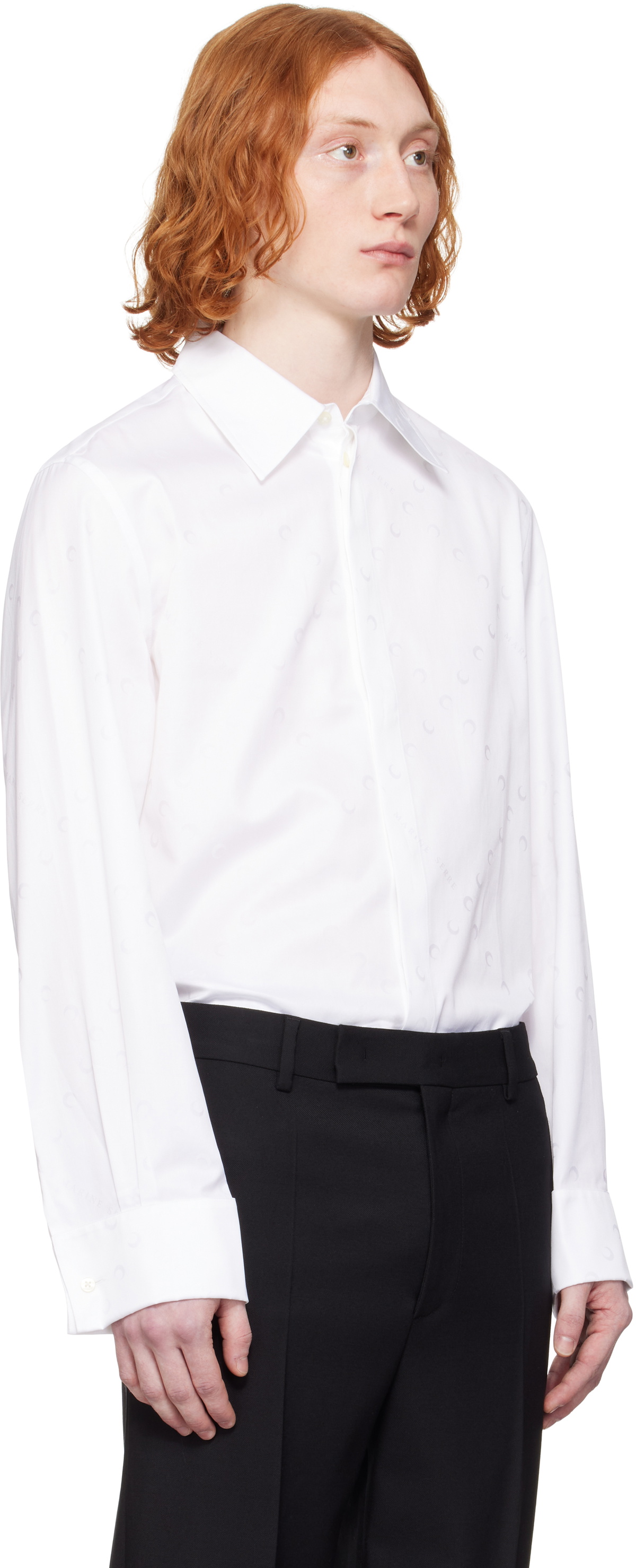 Marine Serre White 'MS' Jacquard Poplin Button Up Shirt