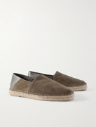 TOM FORD - Barnes Collapsible-Heel Leather-Trimmed Suede Espadrilles - Green