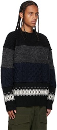 Sacai Black & Grey Knit Paneled Sweater
