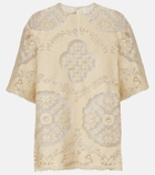 Valentino Floral knitted cotton-blend top