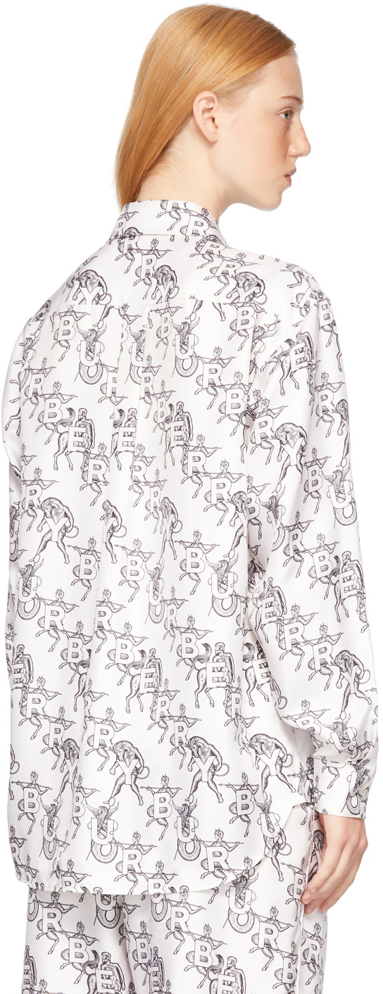 Burberry White Mythical Alphabet Silk Logo Shirt