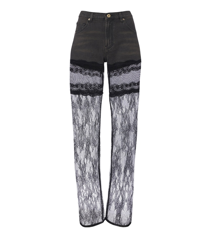 Photo: Blumarine Lace-trimmed wide-leg jeans