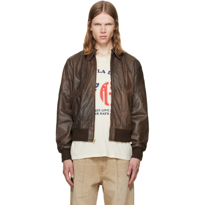 Photo: R13 Brown Boyfriend Leather Bomber Jacket