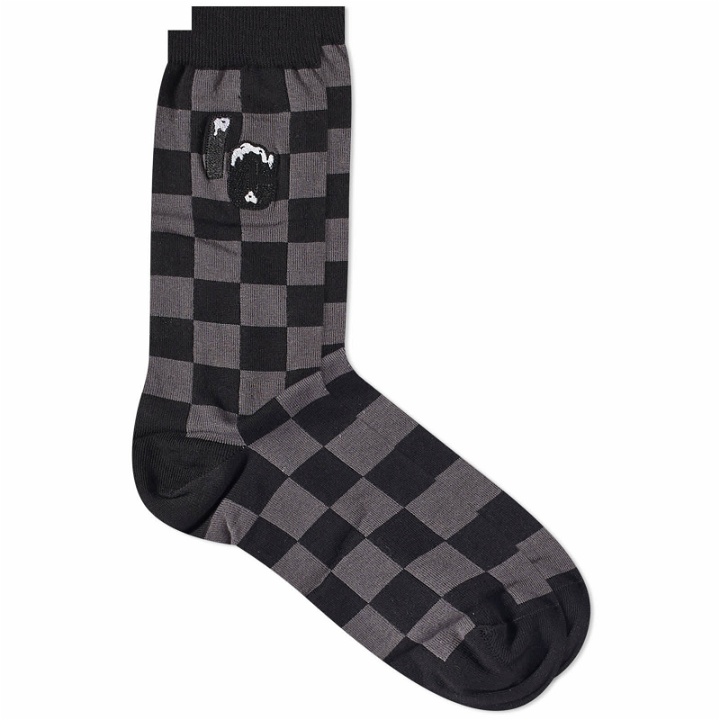 Photo: ICECREAM Men's Checker Flag Sock in Black