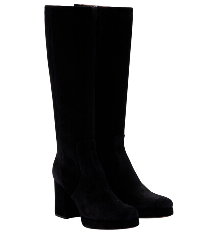 Photo: Valentino Garavani Fawcette VLogo suede knee-high boots