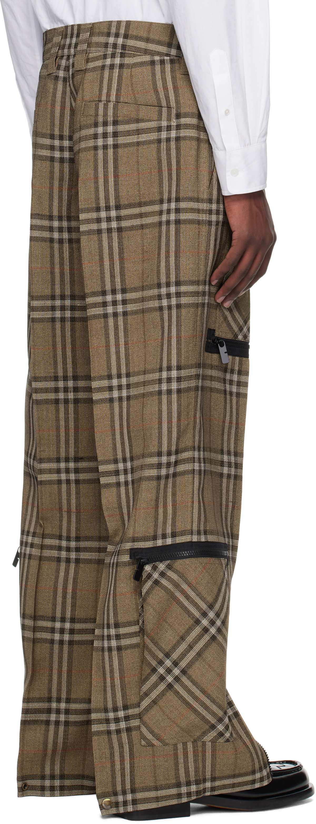 Burberry Brown Check Silk Blend Cargo Pants