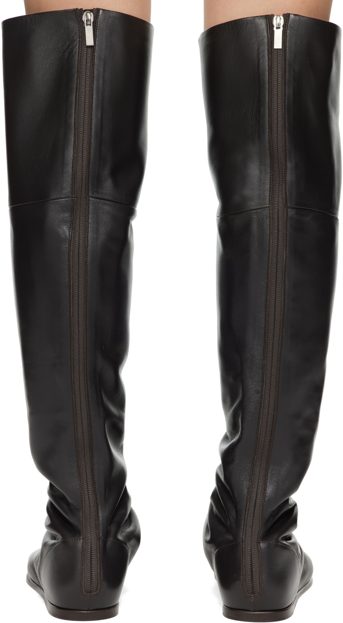 LEMAIRE Black Knee Top Glove Flat Boots