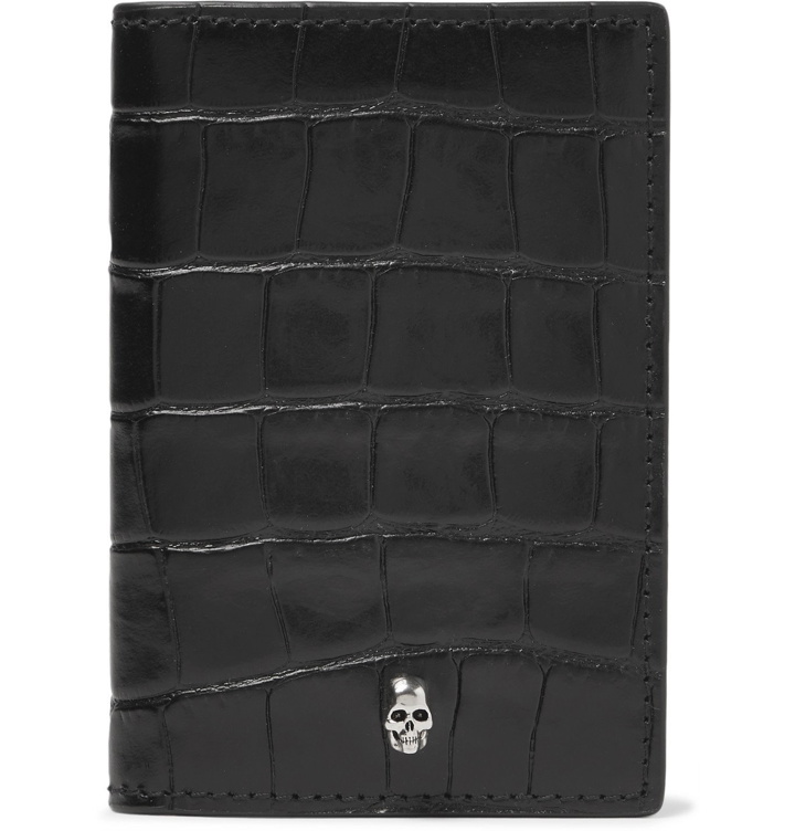 Photo: Alexander McQueen - Croc-Effect Leather Bifold Cardholder - Black