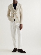 Thom Sweeney - Slim-Fit Shawl-Collar Double-Breasted Merino Wool and Cashmere-Blend Cardigan - Neutrals