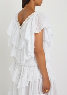 Chloe Embroidered Ruffled Cropped Cotton top White