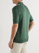 Frescobol Carioca - Francisco Striped Cotton and Silk-Blend Polo Shirt - Green