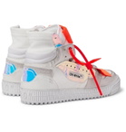 Off-White - Off-Court Distressed Suede, Leather and Canvas High-Top Sneakers - White