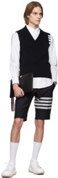 Thom Browne Navy Seed Stitch 4-Bar Vest