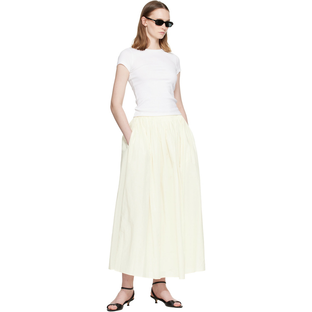 Loulou de Saison Off-White Naya Gathered Maxi Skirt