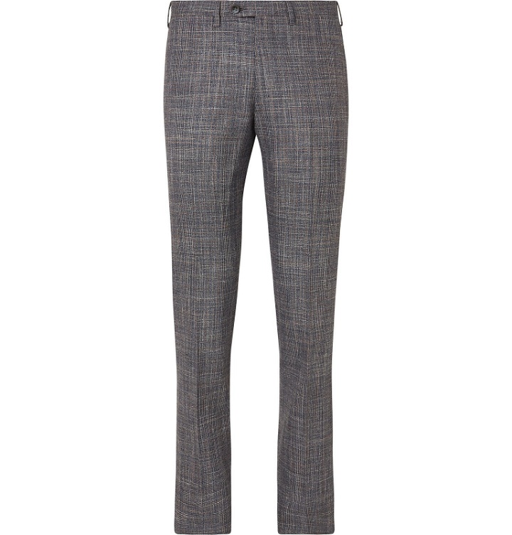 Photo: Kiton - Slim-Fit Puppytooth Cashmere, Virgin Wool, Silk and Linen-Blend Suit Trousers - Multi