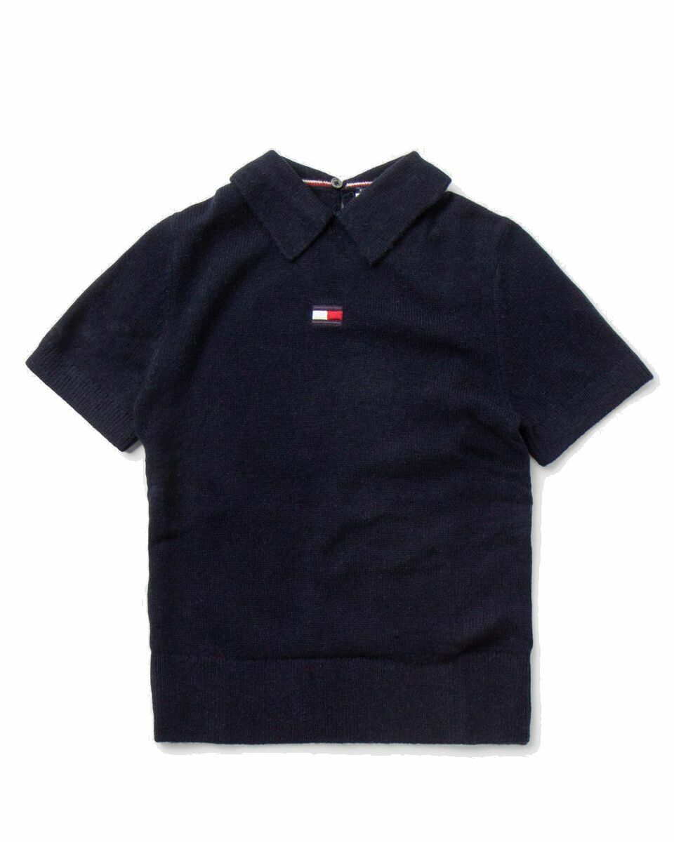 Blue Wmns Womens - Hilfiger - Tommy Thl Fluffy Polo Flag Tops Tommy Icon Hilfiger Ss
