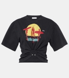 Rabanne Printed cropped cotton jersey T-shirt