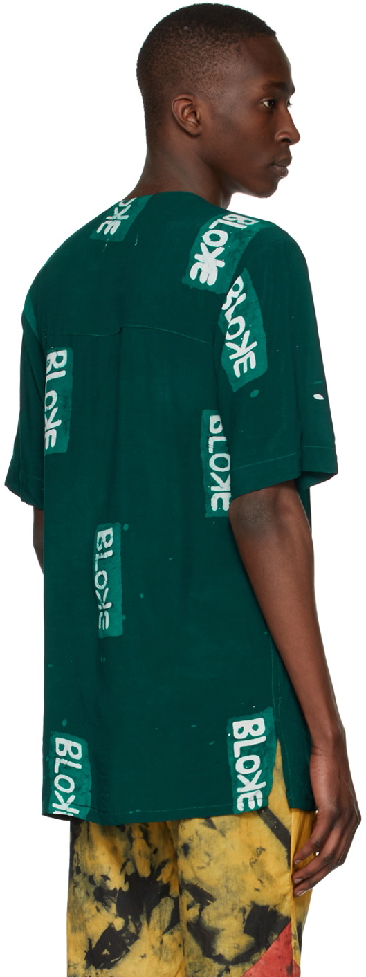Bloke Green Hand Dyed Collarless Shirt