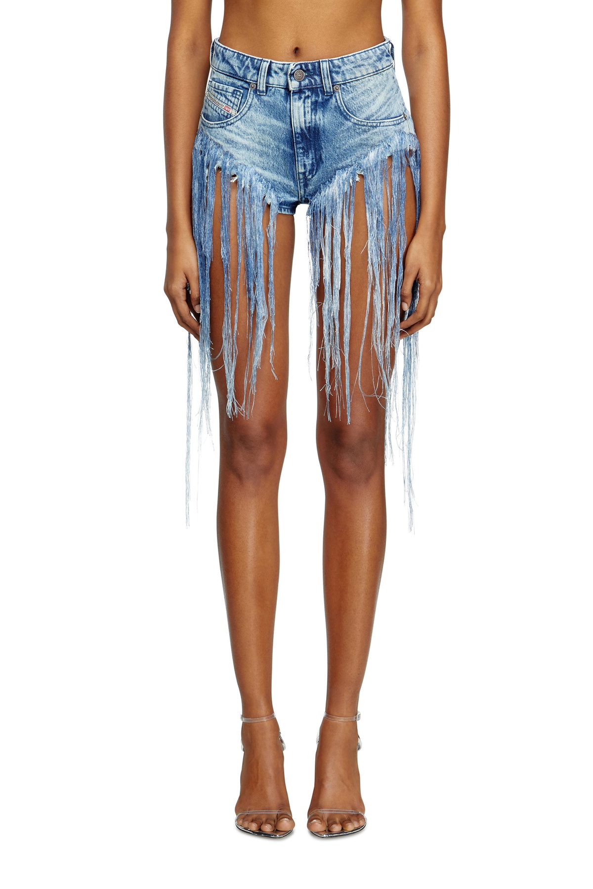 Diesel Shorts in distressed fringed denim - Shorts Womens in Blue