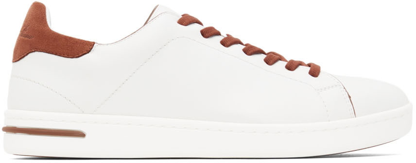 Loro Piana White & Brown Calfskin Traveler Walk Sneakers Loro Piana