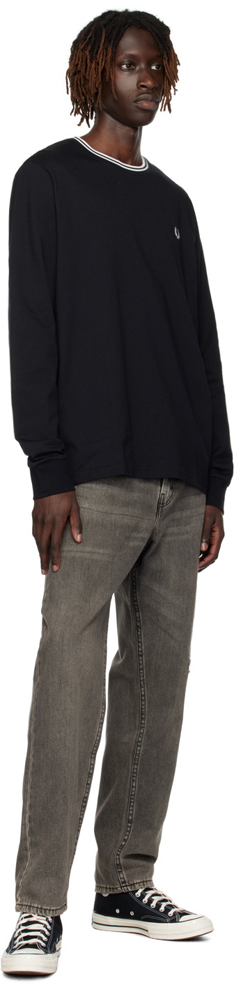 Tシャツ・カットソー FRED PERRY Baseline Long Sleeve Twin Tip T-Shirt M68 AFPM243 Taped Long Sleeve T-Shirt - Navy | Men's T-Shirts | Designer
