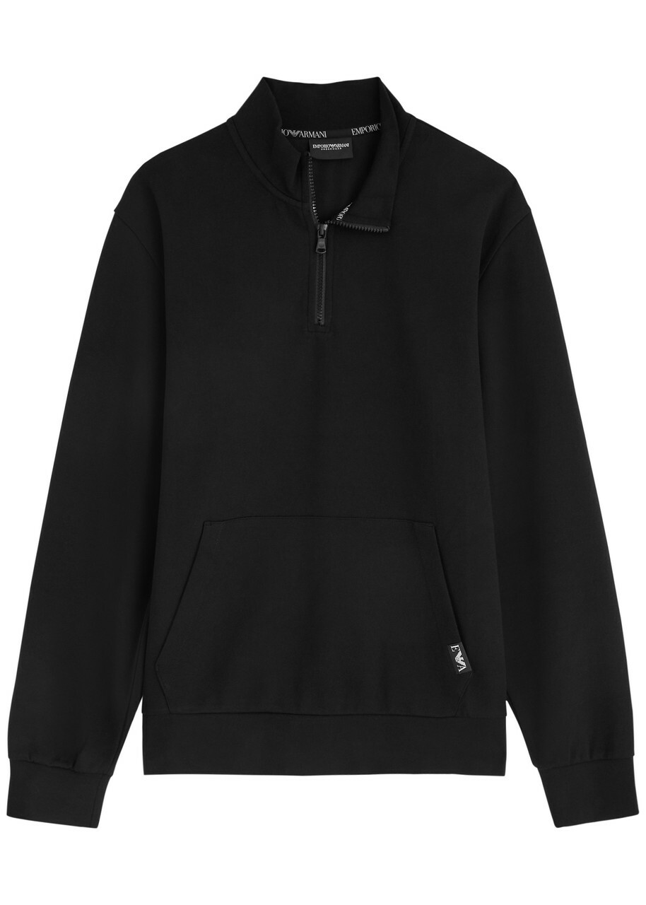 Emporio Armani Half-zip Stretch-jersey Sweatshirt Black