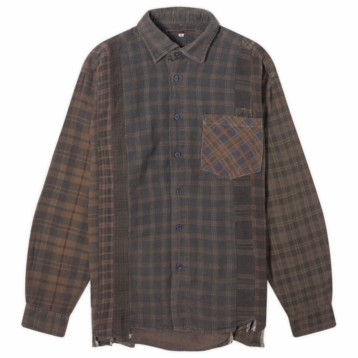 Photo: Needles Men's 7 Cuts Over Dyed Flannel Shirt in Brown